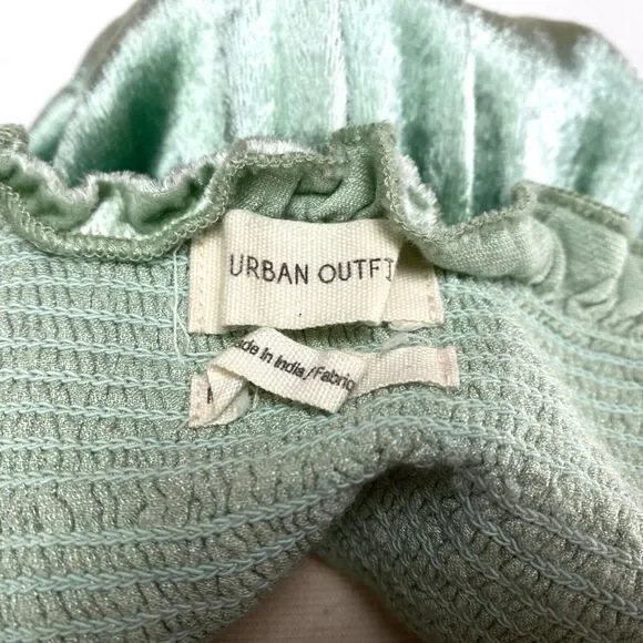 Urban Outfitters Green Velvet Dress Med Rhinestone Fairy Festival Boho Romantic - Picture 13 of 14